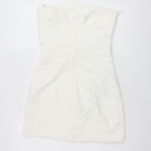 Zara Womens Ivory Polyester Mini Size S Off the Shoulder Zip