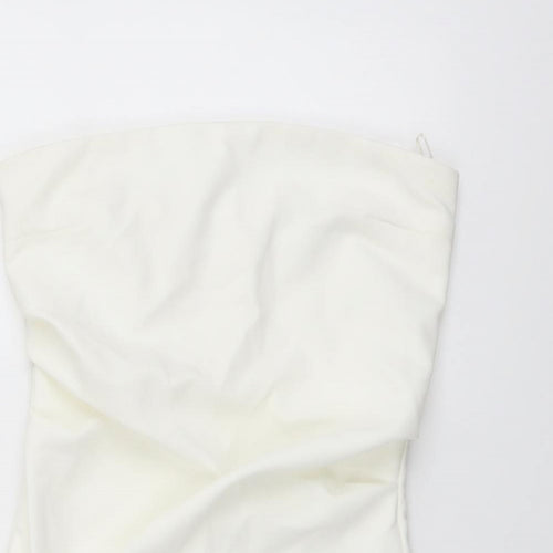 Zara Womens Ivory Polyester Mini Size S Off the Shoulder Zip