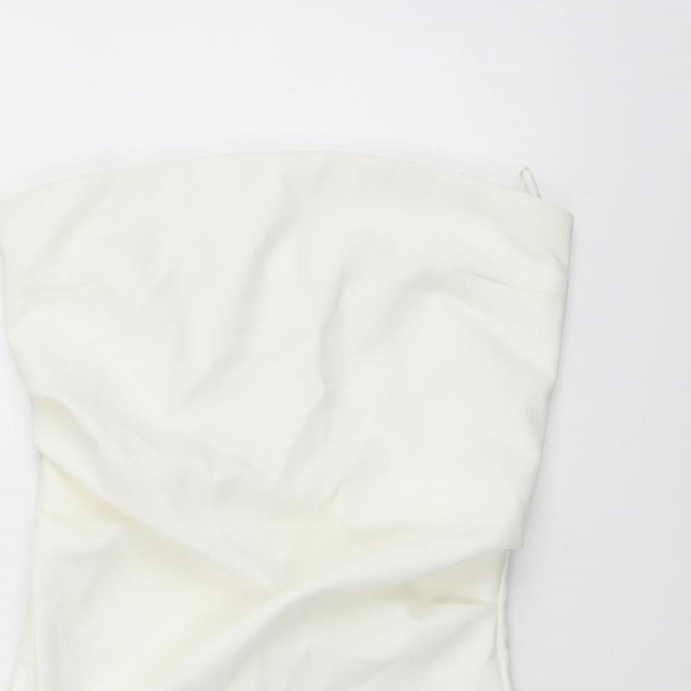 Zara Womens Ivory Polyester Mini Size S Off the Shoulder Zip