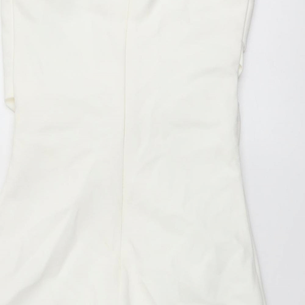 Zara Womens Ivory Polyester Mini Size S Off the Shoulder Zip