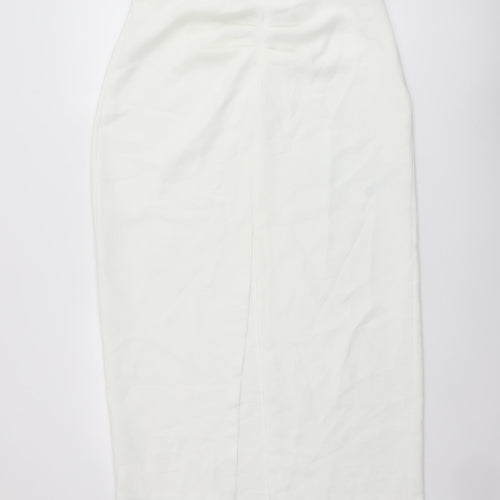 Zara Womens Ivory Polyester Straight & Pencil Skirt Size L Zip