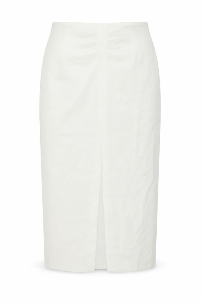 Front view of Zara women’s ivory polyester straight & pencil skirt, size L, zip