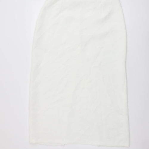 Zara Womens Ivory Polyester Straight & Pencil Skirt Size L Zip