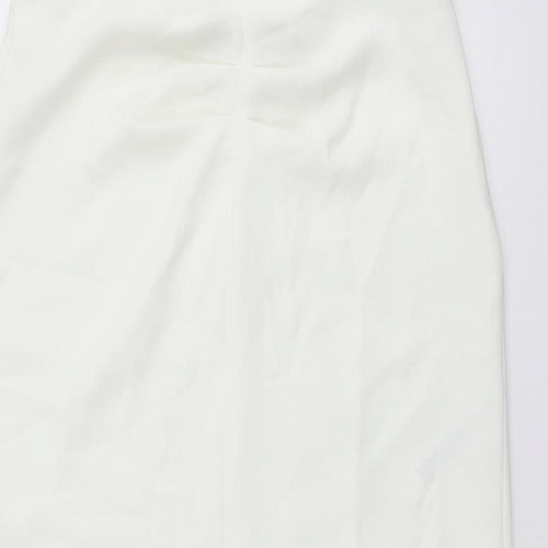 Zara Womens Ivory Polyester Straight & Pencil Skirt Size L Zip