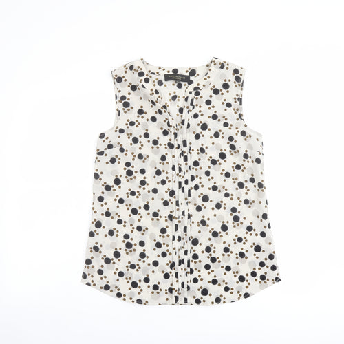 Paul Costelloe Womens Beige Polka Dot Polyester Basic Blouse Size 10 Henley