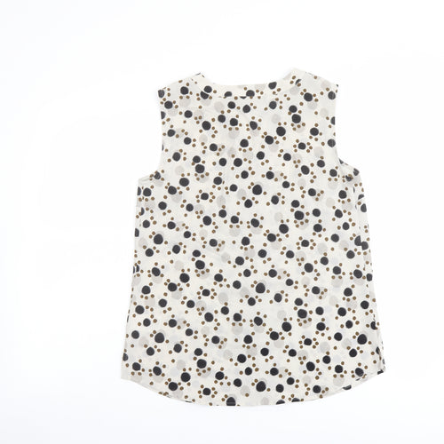 Paul Costelloe Womens Beige Polka Dot Polyester Basic Blouse Size 10 Henley