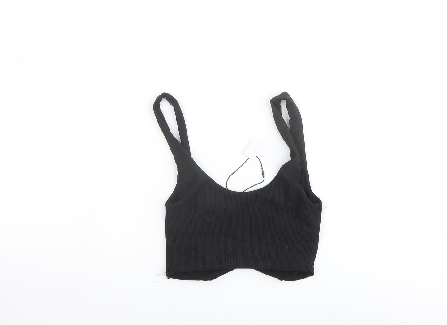 Stradivarius Womens Black Polyester Cropped Tank Size XS Sweetheart