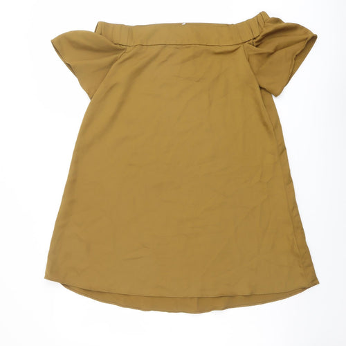 New Look Womens Brown Polyester Basic Blouse Size 10 Off the Shoulder