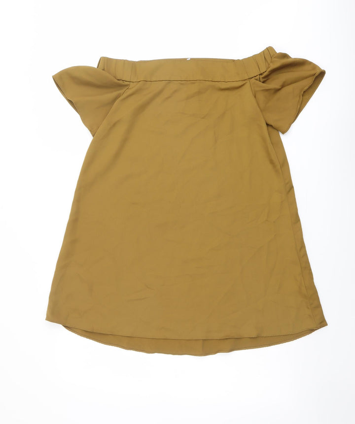New Look Womens Brown Polyester Basic Blouse Size 10 Off the Shoulder