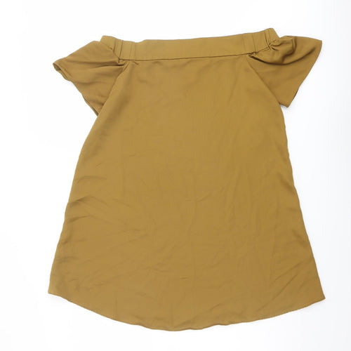 New Look Womens Brown Polyester Basic Blouse Size 10 Off the Shoulder