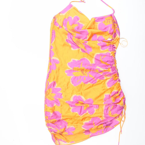 Bershka Womens Multicoloured Floral Polyester Mini Size L Halter Pullover