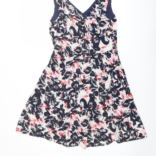 Sugarhill Womens Multicoloured Floral Polyester Trapeze & Swing Size 12 V-Neck Pullover