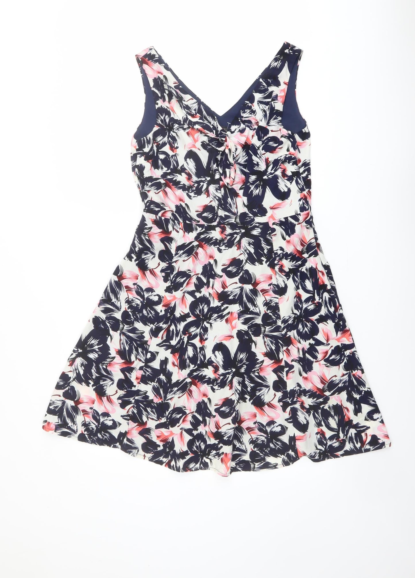 Sugarhill Womens Multicoloured Floral Polyester Trapeze & Swing Size 12 V-Neck Pullover