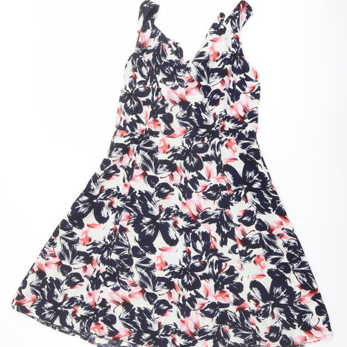 Sugarhill Womens Multicoloured Floral Polyester Trapeze & Swing Size 12 V-Neck Pullover