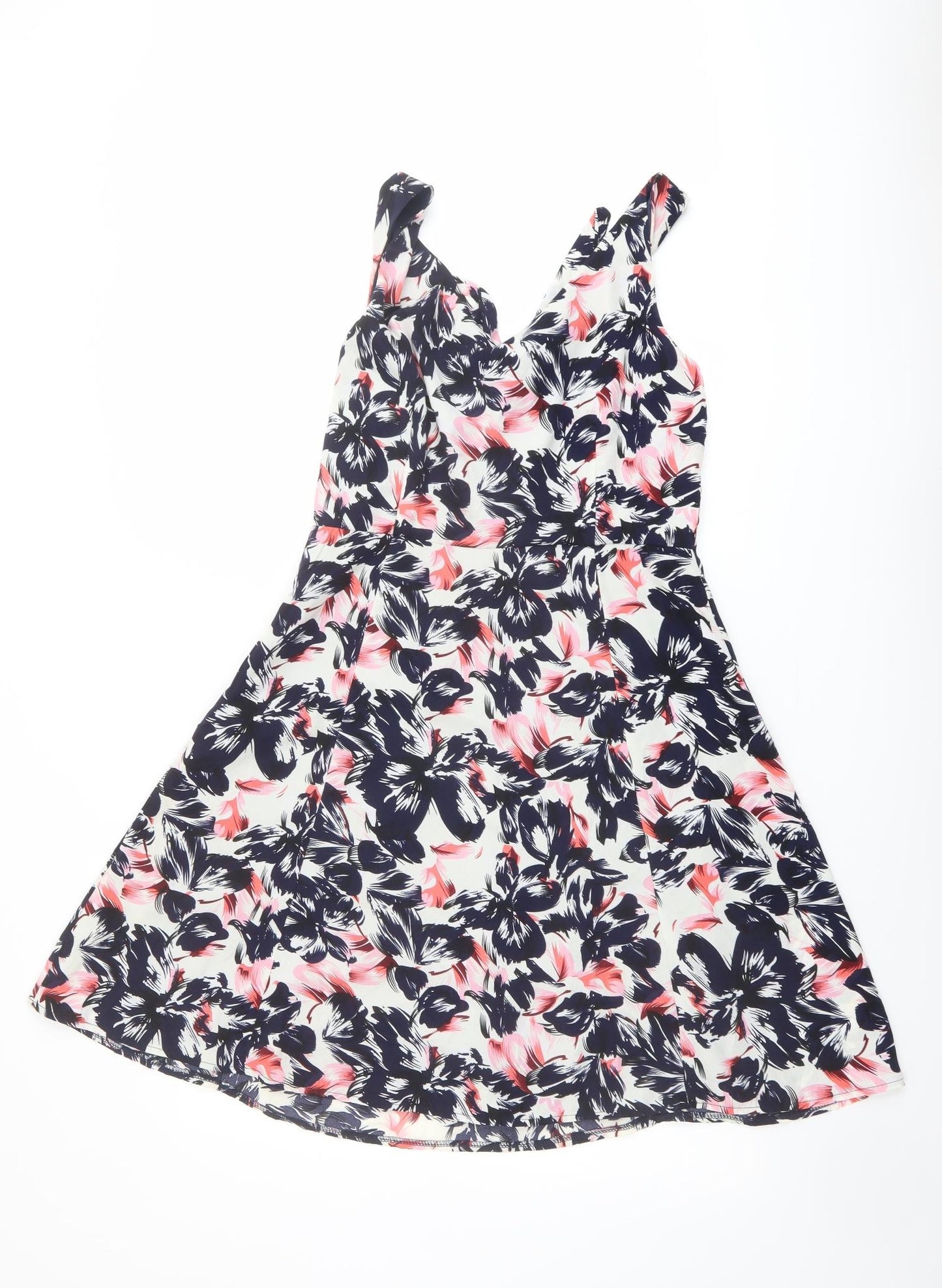 Sugarhill Womens Multicoloured Floral Polyester Trapeze & Swing Size 12 V-Neck Pullover