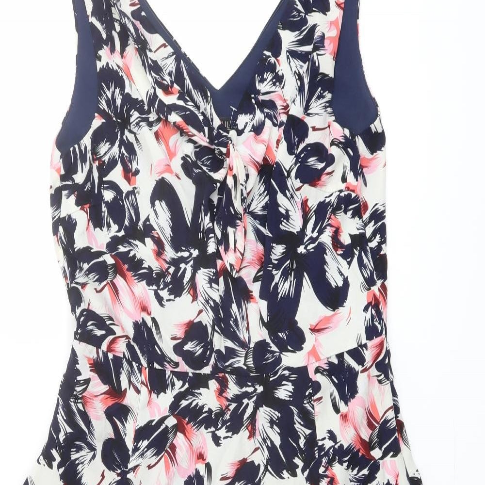 Sugarhill Womens Multicoloured Floral Polyester Trapeze & Swing Size 12 V-Neck Pullover