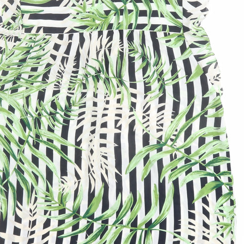 Hilary Radley Womens White Striped Polyester Basic Blouse Size L V-Neck