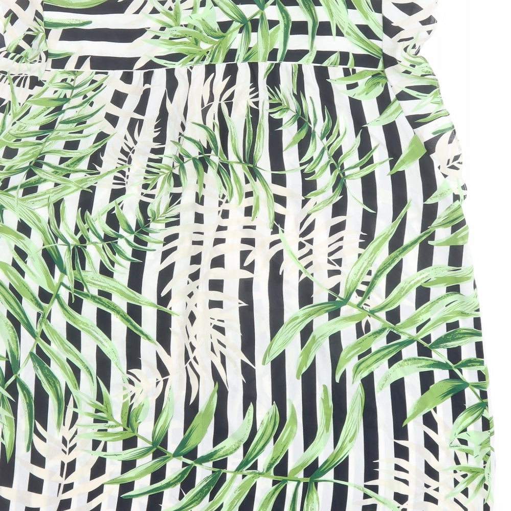 Hilary Radley Womens White Striped Polyester Basic Blouse Size L V-Neck