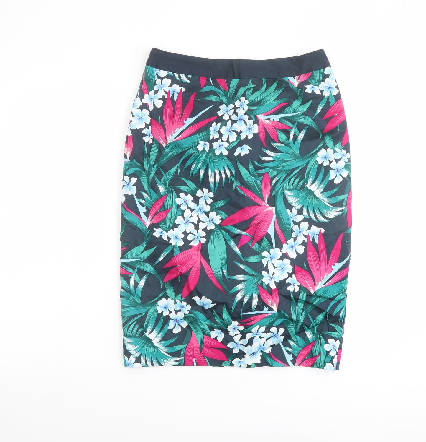 Oasis Womens Multicoloured Floral Polyester Straight & Pencil Skirt Size 10 Zip
