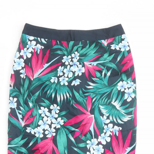 Oasis Womens Multicoloured Floral Polyester Straight & Pencil Skirt Size 10 Zip