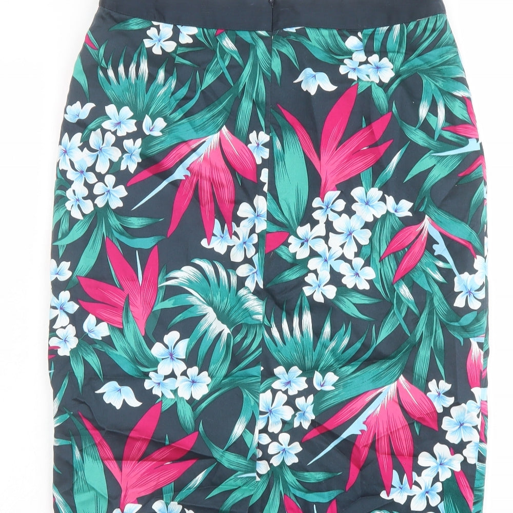 Oasis Womens Multicoloured Floral Polyester Straight & Pencil Skirt Size 10 Zip