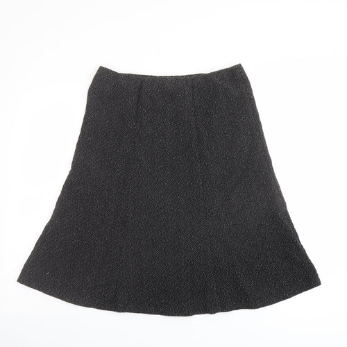 Bonmarché Womens Black Geometric Polyester A-Line Skirt Size 12 - Speckled Pattern