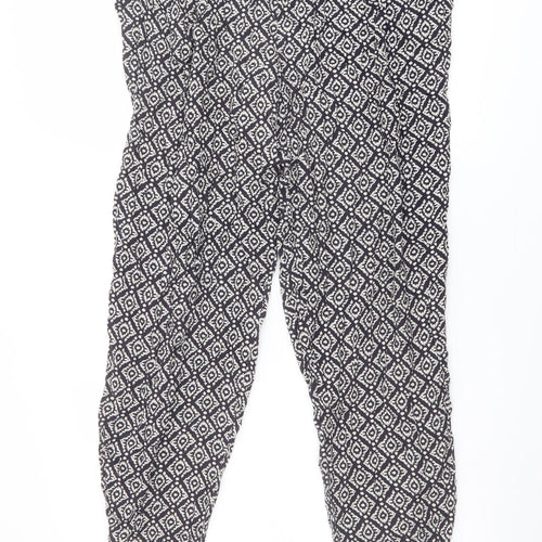 Monsoon Womens Black Geometric Viscose Harem Trousers Size 32 in L27 in Regular