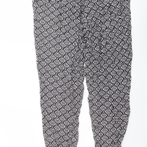 Monsoon Womens Black Geometric Viscose Harem Trousers Size 32 in L27 in Regular