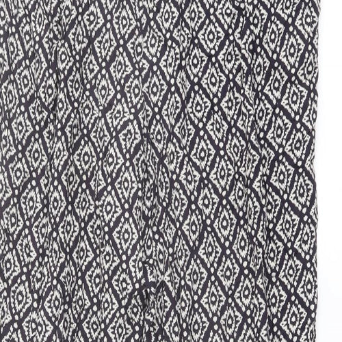 Monsoon Womens Black Geometric Viscose Harem Trousers Size 32 in L27 in Regular