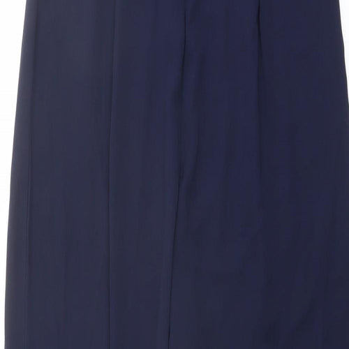 PRETTYLITTLETHING Womens Blue Polyester Jumpsuit One-Piece Size 12 Zip - Lace Top