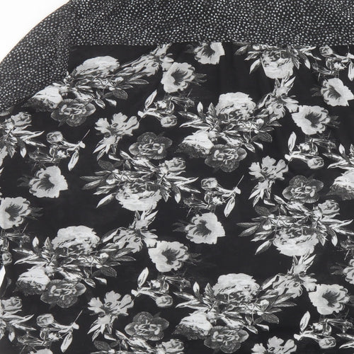 H&M Womens Black Floral Polyester Basic Blouse Size L Collared