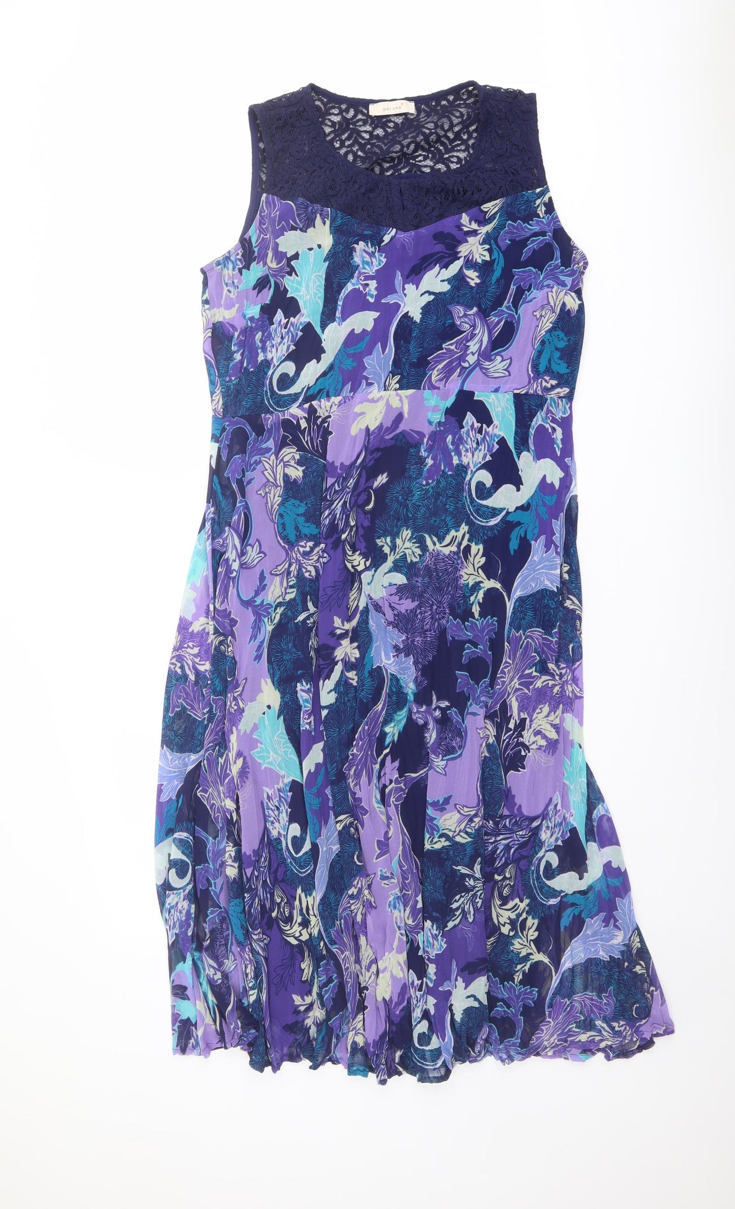 Per Una Womens Multicoloured Geometric Polyester Shift Size 14 Round Neck Pullover