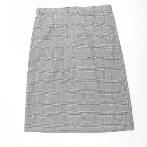 Marks and Spencer Womens Grey Plaid Polyester A-Line Skirt Size 16