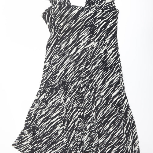 Annabelle Womens Black Animal Print Polyester Trapeze & Swing Size 14 V-Neck Pullover - Zebra pattern