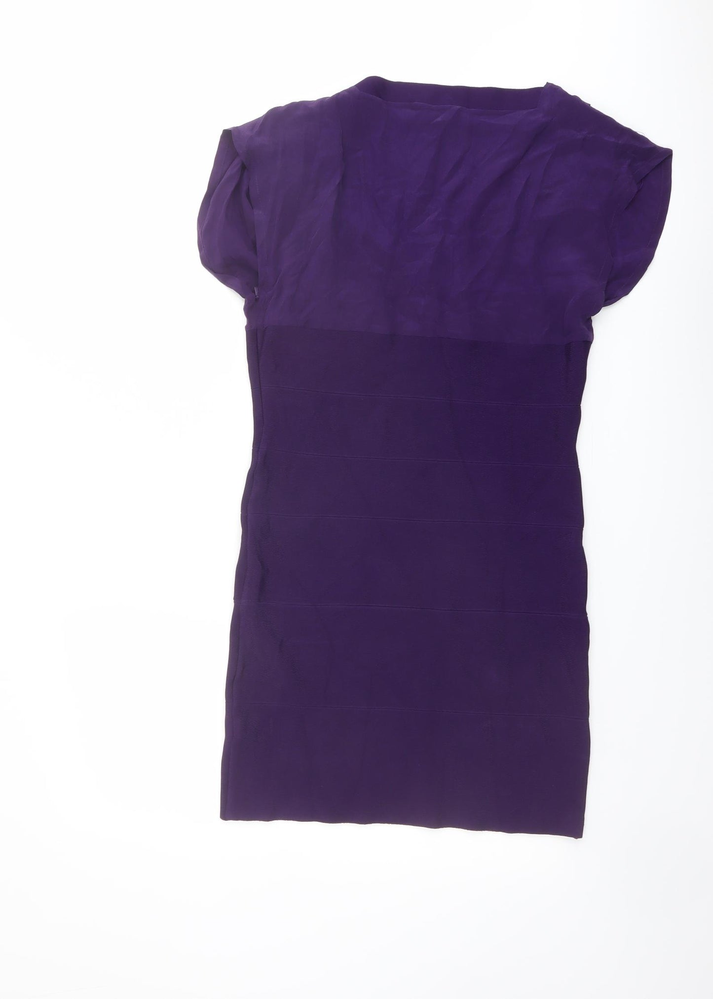 Oasis Womens Purple Viscose A-Line Size 14 V-Neck Zip