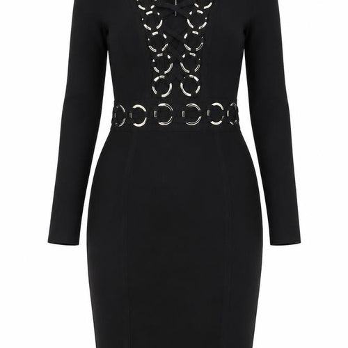 Allyson Womens Black Viscose Pencil Dress Size S V-Neck Zip