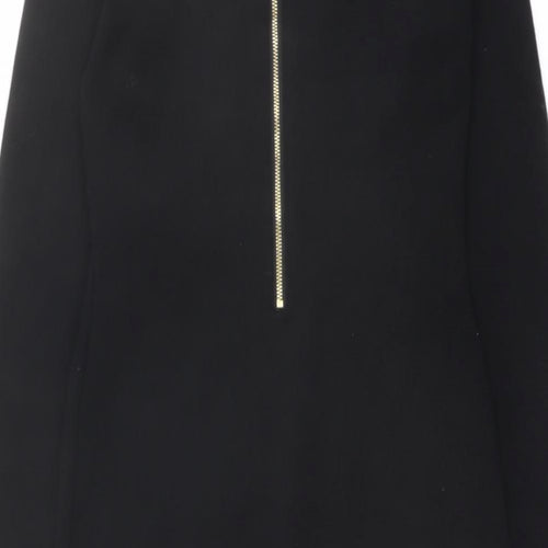 Allyson Womens Black Viscose Pencil Dress Size S V-Neck Zip