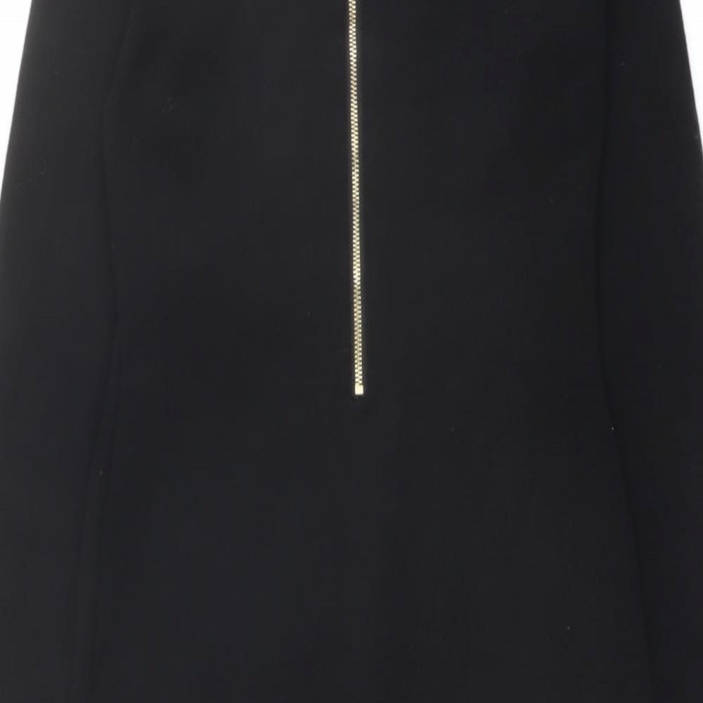 Allyson Womens Black Viscose Pencil Dress Size S V-Neck Zip