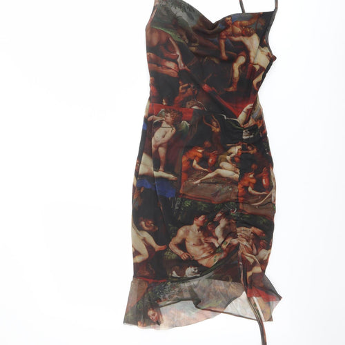 PRETTYLITTLETHING Womens Multicoloured Polyester Slip Dress Size 6 V-Neck Pullover - Renaissance
