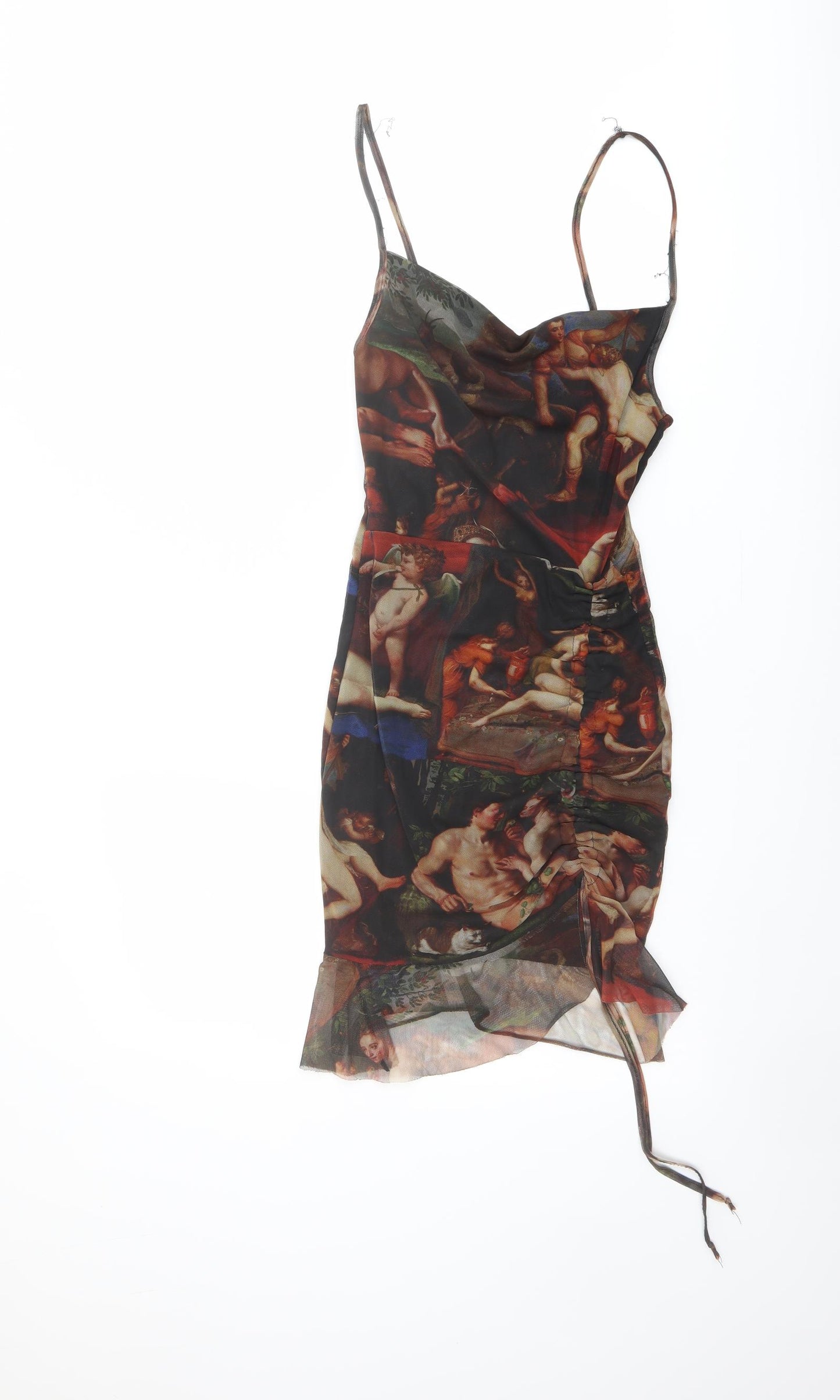 PRETTYLITTLETHING Womens Multicoloured Polyester Slip Dress Size 6 V-Neck Pullover - Renaissance