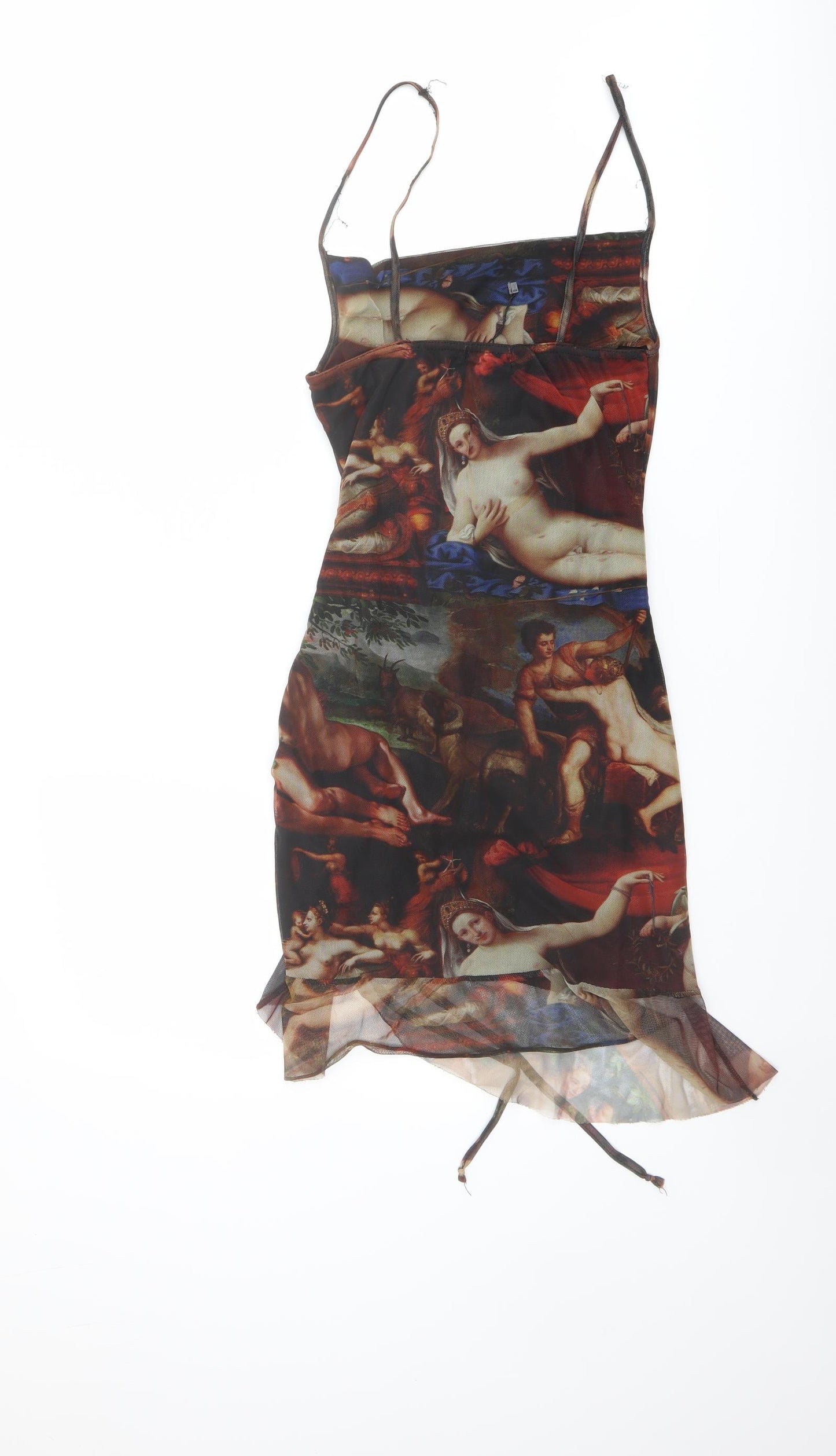 PRETTYLITTLETHING Womens Multicoloured Polyester Slip Dress Size 6 V-Neck Pullover - Renaissance