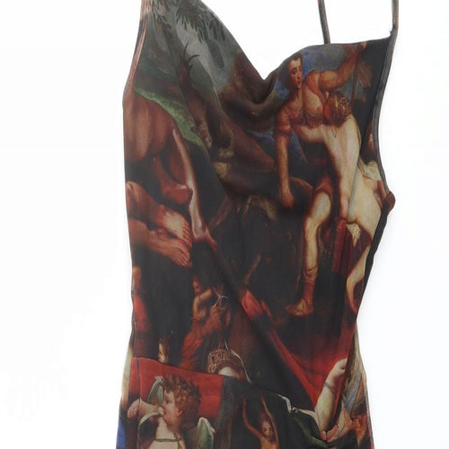 PRETTYLITTLETHING Womens Multicoloured Polyester Slip Dress Size 6 V-Neck Pullover - Renaissance