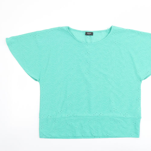 Klass Womens Green Polyester Basic T-Shirt Size XL Round Neck