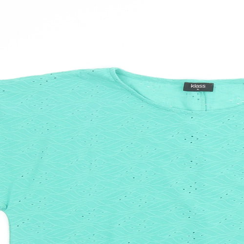 Klass Womens Green Polyester Basic T-Shirt Size XL Round Neck