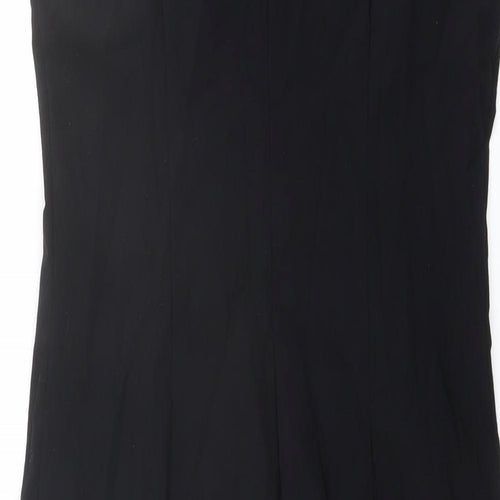 Roman Womens Black Colourblock Viscose Shift Size 14 V-Neck Zip
