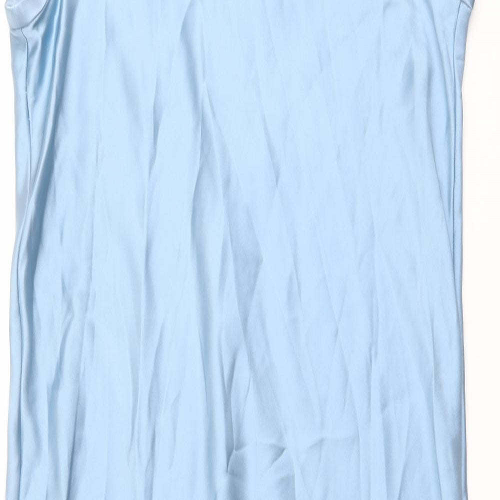 Zara Womens Blue Polyester Maxi Size XL Round Neck Zip