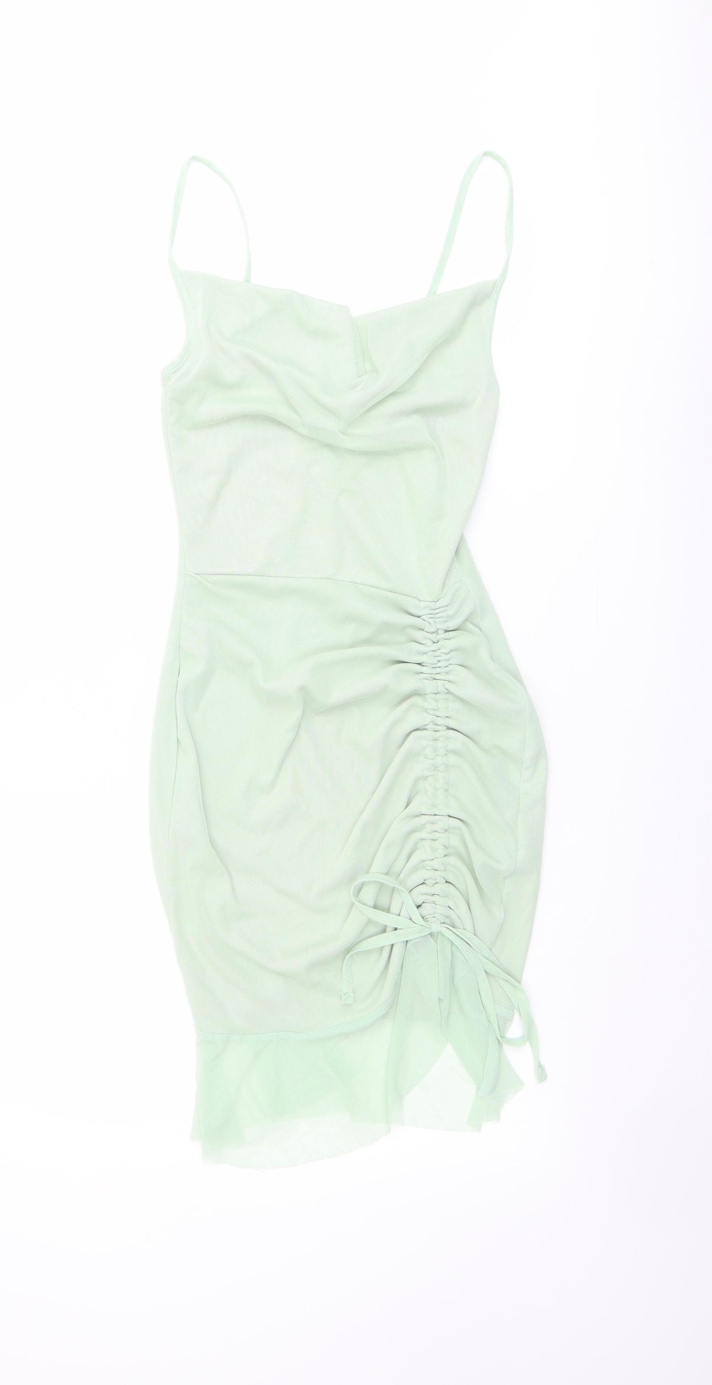 PRETTYLITTLETHING Womens Green Polyester Bodycon Size 4 Cowl Neck Pullover