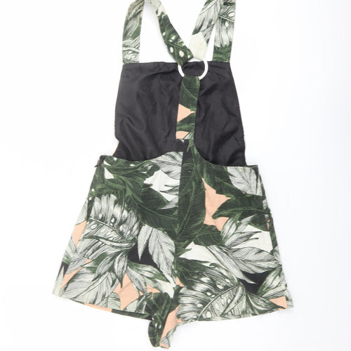 Topshop Womens Green Geometric Cotton Dungaree One-Piece Size 6 Pullover - Leaf Print