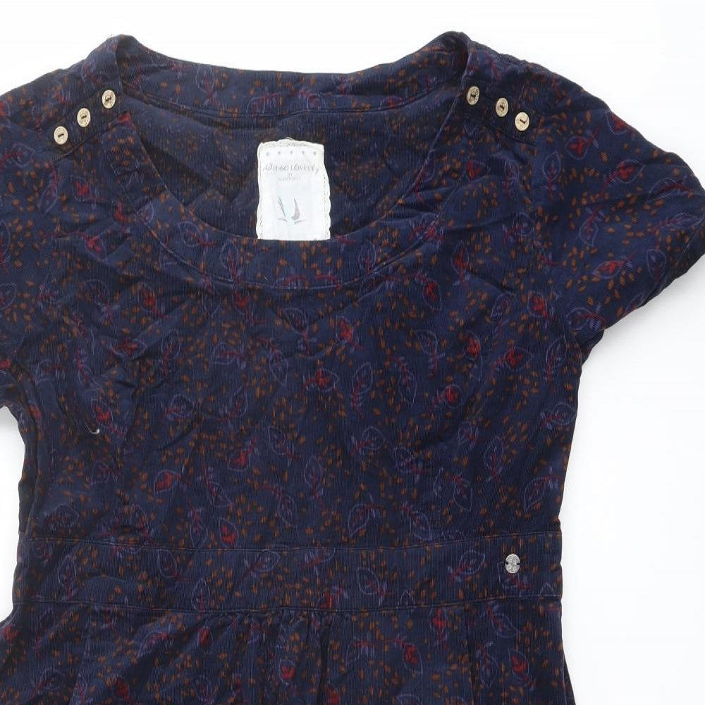 MANTARAY PRODUCTS Womens Blue Geometric Cotton A-Line Size 16 Round Neck Pullover