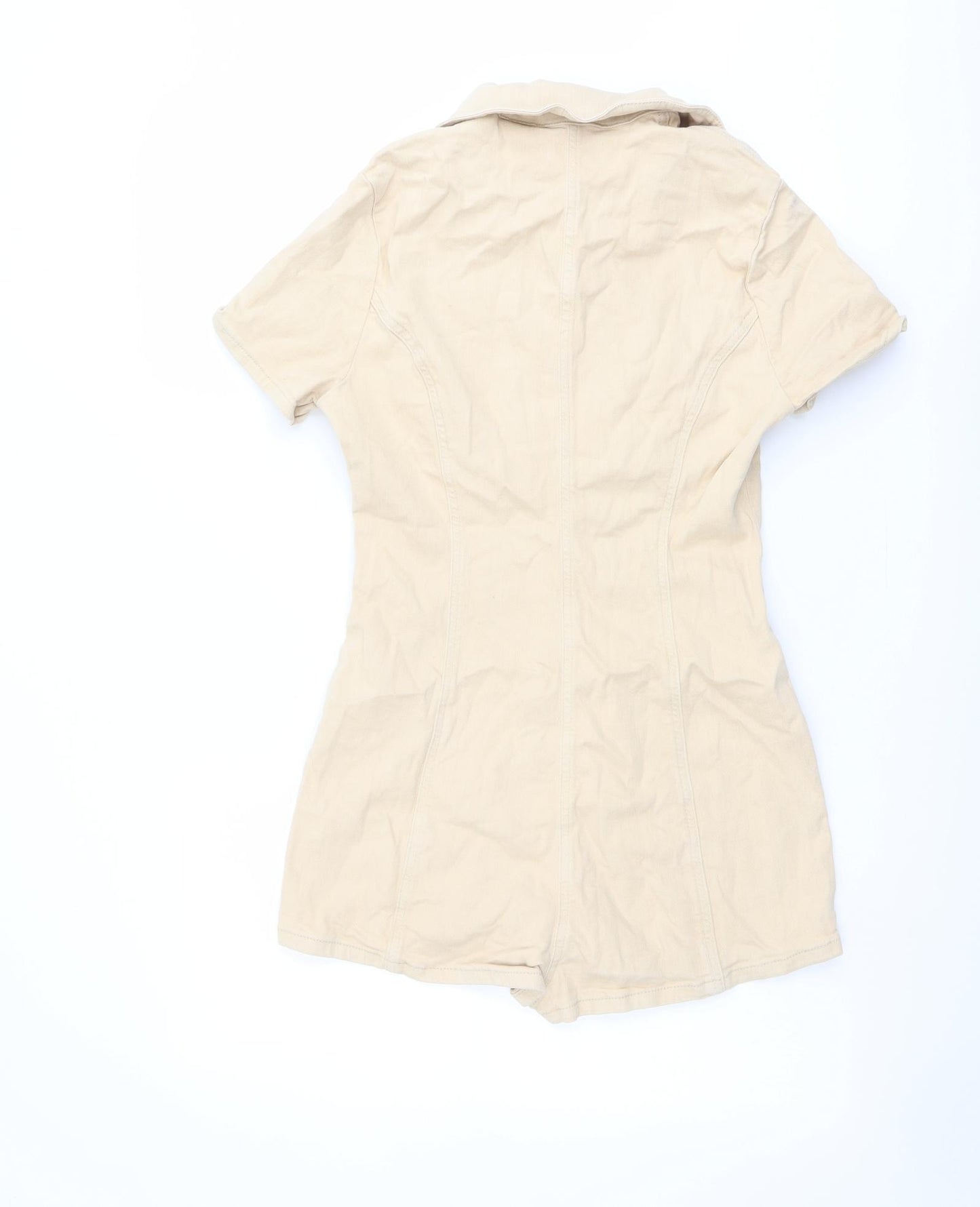 Topshop Womens Beige Cotton Playsuit One-Piece Size 12 Button